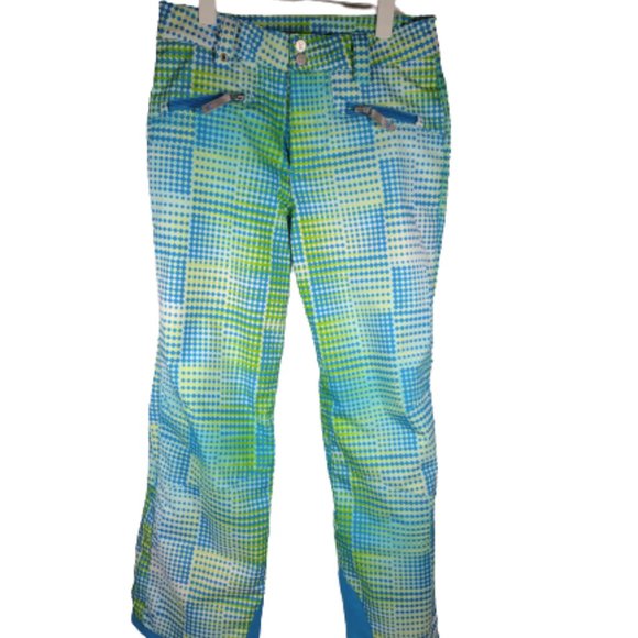 Spyder Ski Snow Snowboard Propulsion Pants Blue Checked Girl Size 14